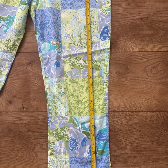 Vintage Lilly Pulitzer Animal zoo Blue Green Print Patchwork Cropped Capri sz 8 - Picture 6 of 9
